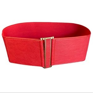 RED & Gold-Tone Clasp Stretchy Wide Women’s Fashion Belt Small